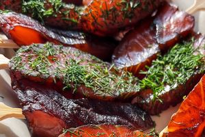 Scottish Salmon Lollipop Skewers • treacle cure (DF/GF) Scottish Salmon Lollipop Skewers • treacle cure (DF/GF)