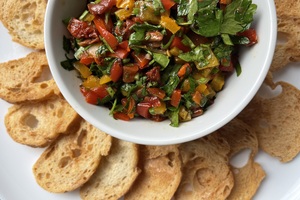 Bruschetta • roasted Pepper • sun dried tomato (DF) Bruschetta • roasted Pepper • sun dried tomato (DF)