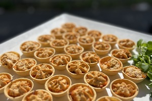 Spicy Prawn Filo Tarts • Mango salsa Spicy Prawn Filo Tarts • Mango salsa